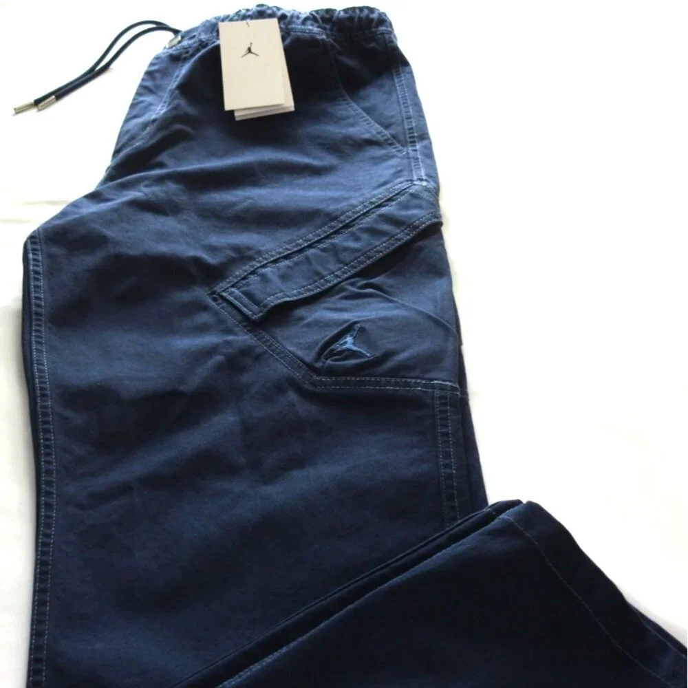 Jordan Men's MJ Chicago Cotton Cargo Casual Logo Pants Midnight Navy Blue NWT